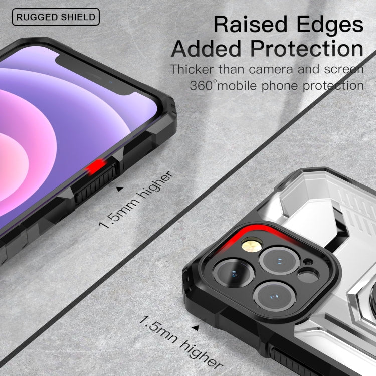 For iPhone 12 Pro Max PC + TPU Shockproof Protective Case with Metal Ring Holder