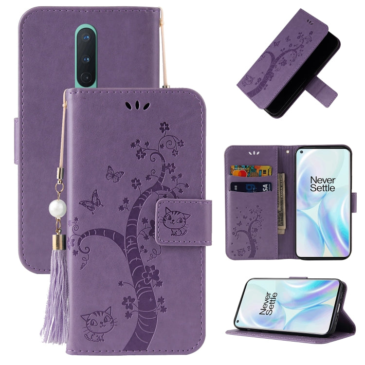 For OnePlus 8 Embossed Lucky Tree Horizontal Flip Leather Case with Holder & Card Slot & Wallet & Lanyard