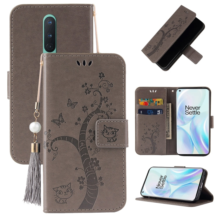 For OnePlus 8 Embossed Lucky Tree Horizontal Flip Leather Case with Holder & Card Slot & Wallet & Lanyard