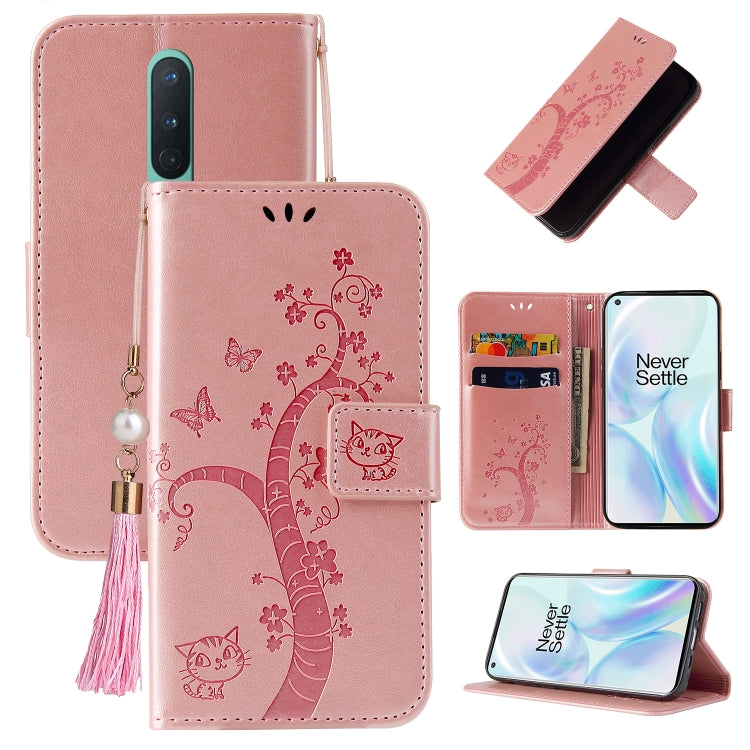 For OnePlus 8 Embossed Lucky Tree Horizontal Flip Leather Case with Holder & Card Slot & Wallet & Lanyard