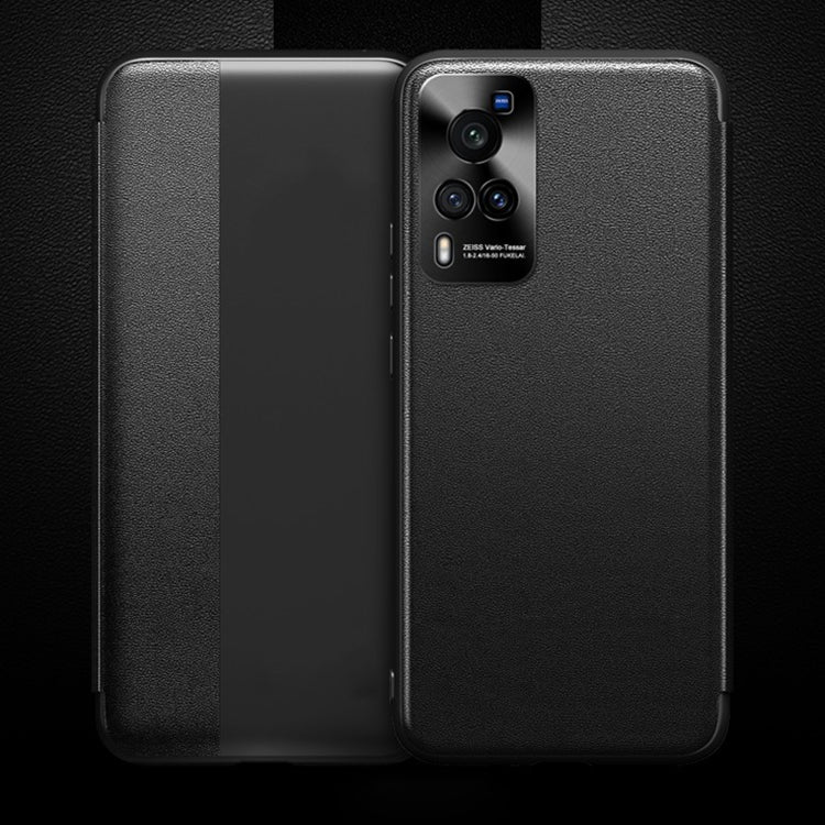 For vivo X60 Curved Screen Version Magnetic Side Window View Shockproof Horizontal Flip Leather Smart Case