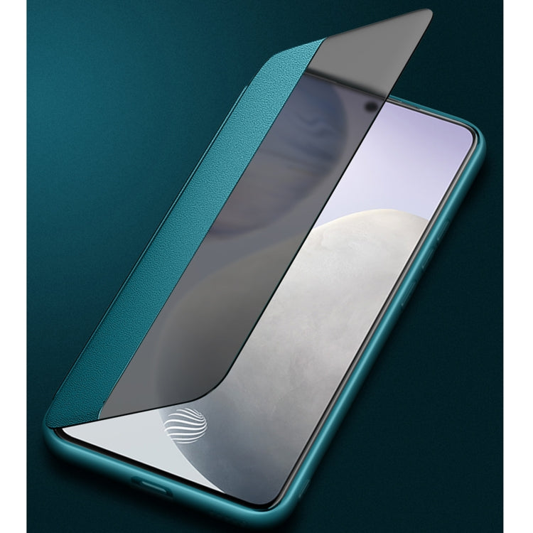 For vivo X60 Curved Screen Version Magnetic Side Window View Shockproof Horizontal Flip Leather Smart Case