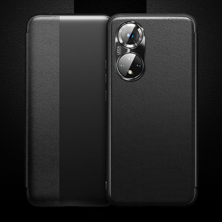 For Honor 50 Magnetic Side Window View Shockproof Horizontal Flip Leather Smart Case