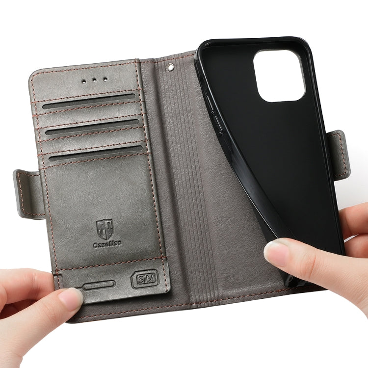 For iPhone 12 / 12 Pro CaseNeo Business Splicing Dual Magnetic Buckle Horizontal Flip PU Leather Case with Holder & Card Slots & Wallet