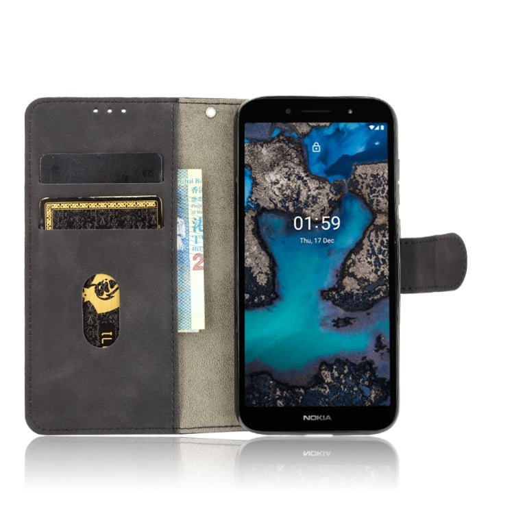 For Nokia C1 Plus Solid Color Skin Feel Magnetic Buckle Horizontal Flip Calf Texture PU Leather Case with Holder & Card Slots & Wallet
