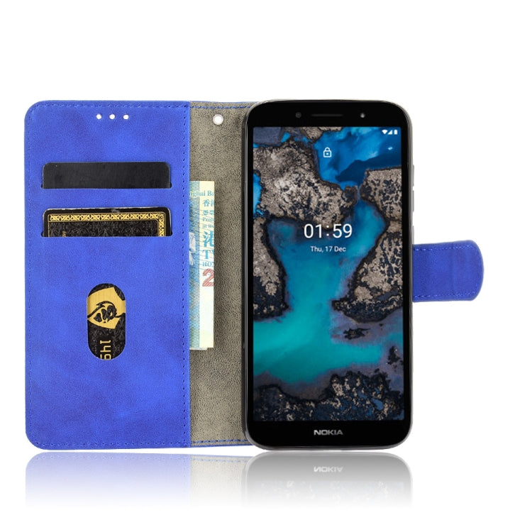 For Nokia C1 Plus Solid Color Skin Feel Magnetic Buckle Horizontal Flip Calf Texture PU Leather Case with Holder & Card Slots & Wallet