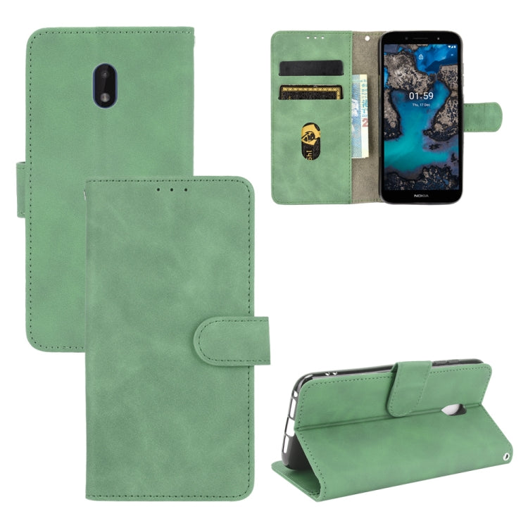 For Nokia C1 Plus Solid Color Skin Feel Magnetic Buckle Horizontal Flip Calf Texture PU Leather Case with Holder & Card Slots & Wallet