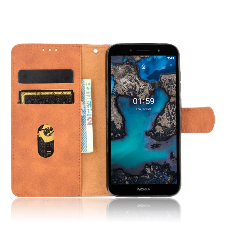 For Nokia C1 Plus Solid Color Skin Feel Magnetic Buckle Horizontal Flip Calf Texture PU Leather Case with Holder & Card Slots & Wallet