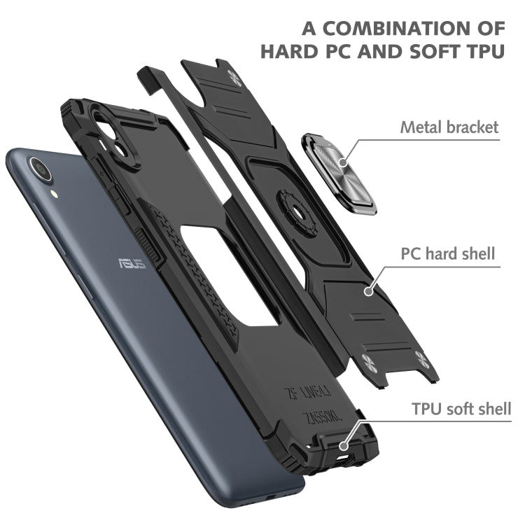 For Asus ZenFone Live (L1) ZA550KL Magnetic Armor Shockproof TPU + PC Case with Metal Ring Holder
