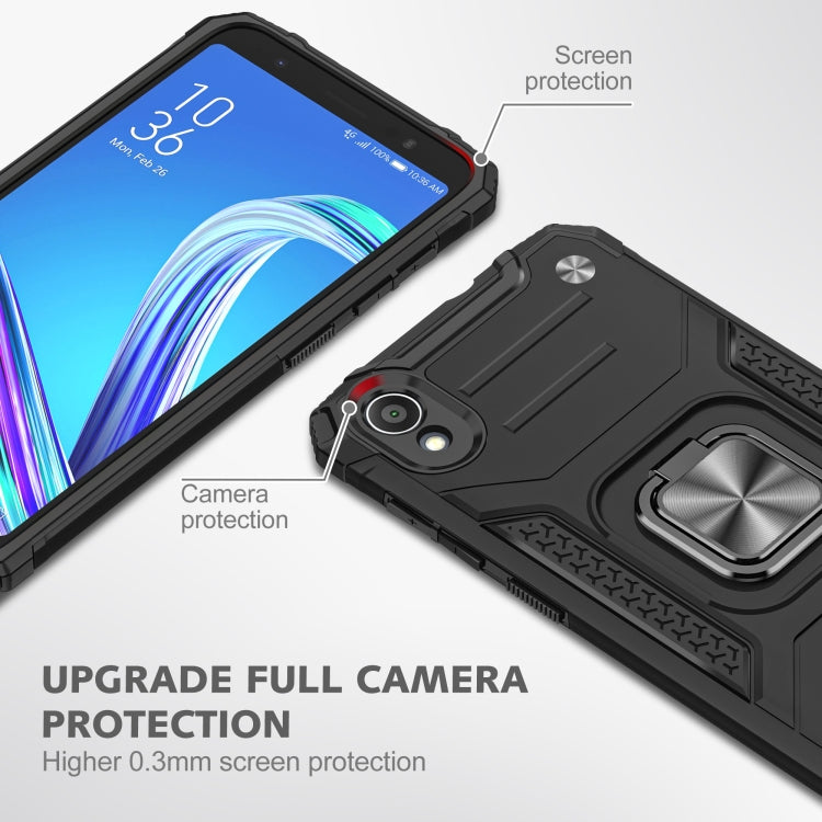 For Asus ZenFone Live (L1) ZA550KL Magnetic Armor Shockproof TPU + PC Case with Metal Ring Holder