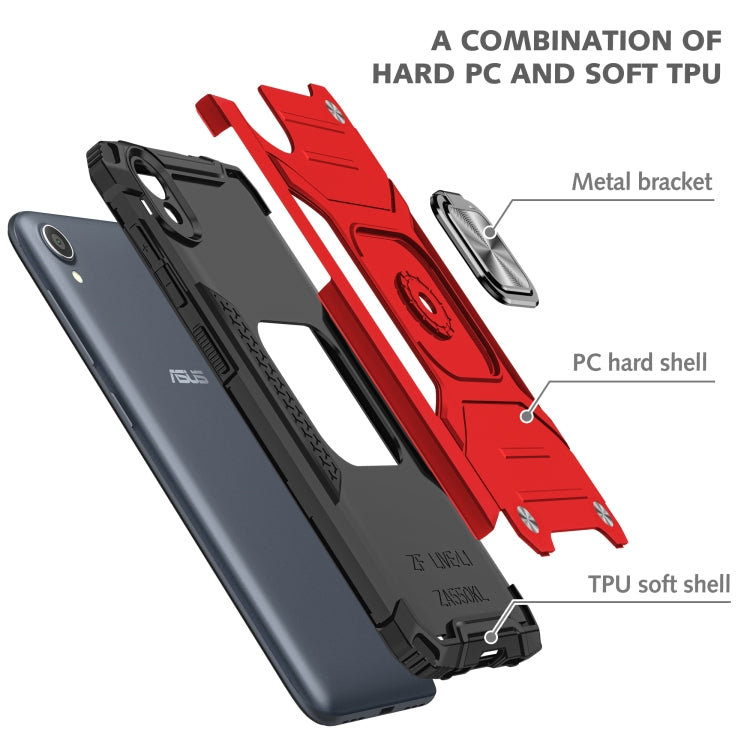 For Asus ZenFone Live (L1) ZA550KL Magnetic Armor Shockproof TPU + PC Case with Metal Ring Holder