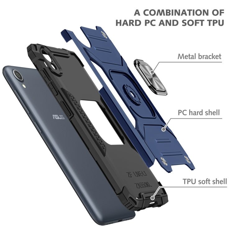 For Asus ZenFone Live (L1) ZA550KL Magnetic Armor Shockproof TPU + PC Case with Metal Ring Holder