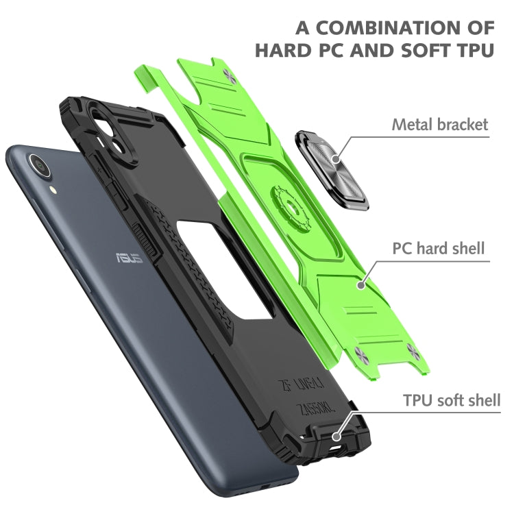 For Asus ZenFone Live (L1) ZA550KL Magnetic Armor Shockproof TPU + PC Case with Metal Ring Holder