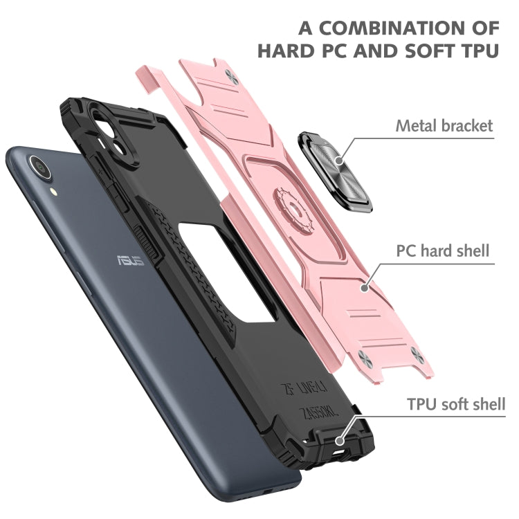 For Asus ZenFone Live (L1) ZA550KL Magnetic Armor Shockproof TPU + PC Case with Metal Ring Holder
