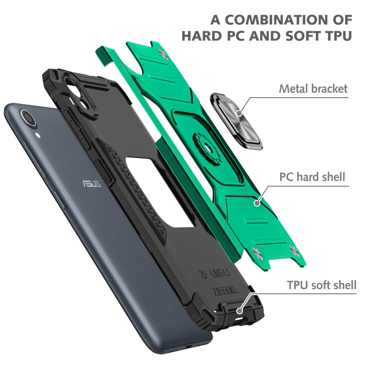 For Asus ZenFone Live (L1) ZA550KL Magnetic Armor Shockproof TPU + PC Case with Metal Ring Holder
