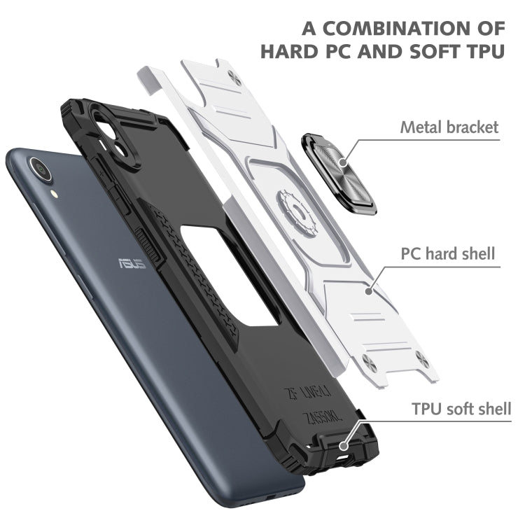 For Asus ZenFone Live (L1) ZA550KL Magnetic Armor Shockproof TPU + PC Case with Metal Ring Holder