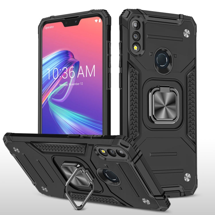 For Asus Zenfone Max Pro (M2) ZB631KL Magnetic Armor Shockproof TPU + PC Case with Metal Ring Holder