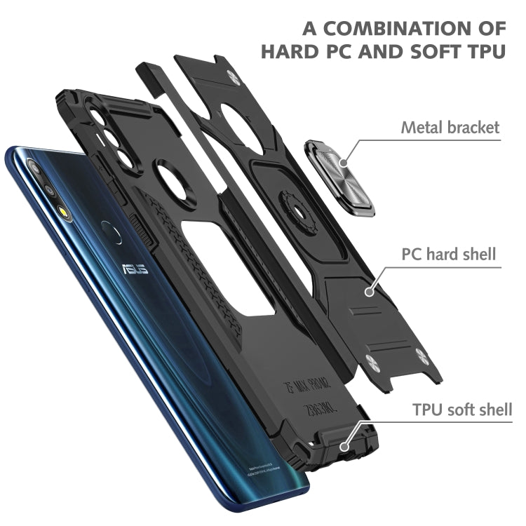 For Asus Zenfone Max Pro (M2) ZB631KL Magnetic Armor Shockproof TPU + PC Case with Metal Ring Holder