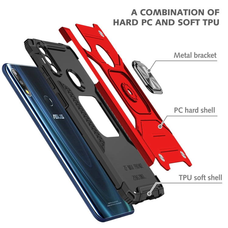 For Asus Zenfone Max Pro (M2) ZB631KL Magnetic Armor Shockproof TPU + PC Case with Metal Ring Holder