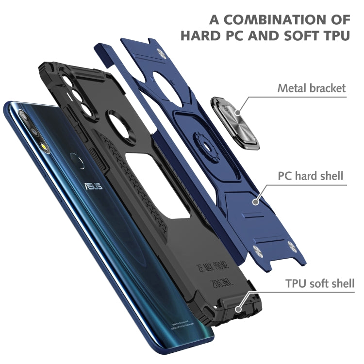 For Asus Zenfone Max Pro (M2) ZB631KL Magnetic Armor Shockproof TPU + PC Case with Metal Ring Holder