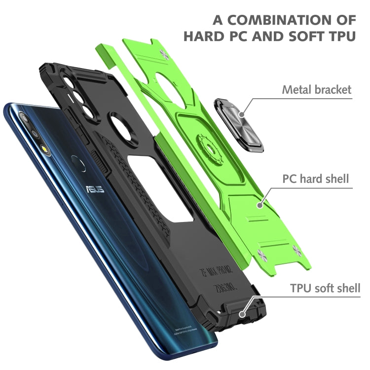 For Asus Zenfone Max Pro (M2) ZB631KL Magnetic Armor Shockproof TPU + PC Case with Metal Ring Holder