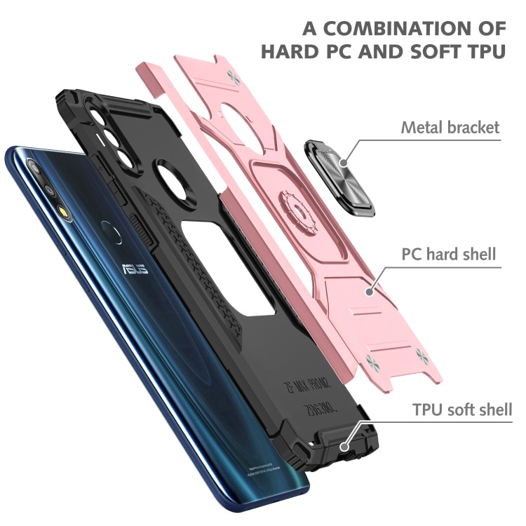 For Asus Zenfone Max Pro (M2) ZB631KL Magnetic Armor Shockproof TPU + PC Case with Metal Ring Holder