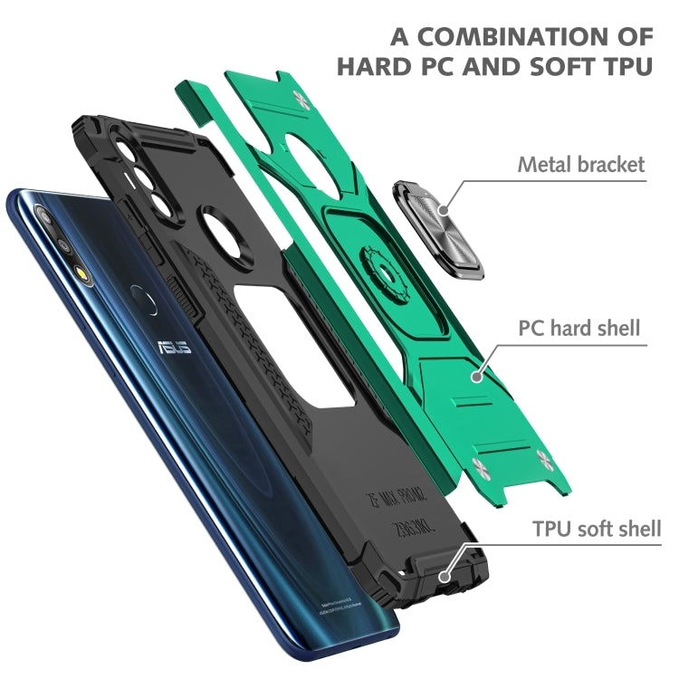 For Asus Zenfone Max Pro (M2) ZB631KL Magnetic Armor Shockproof TPU + PC Case with Metal Ring Holder