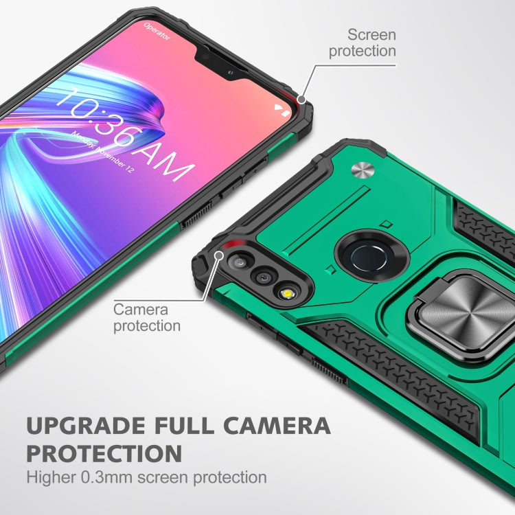 For Asus Zenfone Max Pro (M2) ZB631KL Magnetic Armor Shockproof TPU + PC Case with Metal Ring Holder