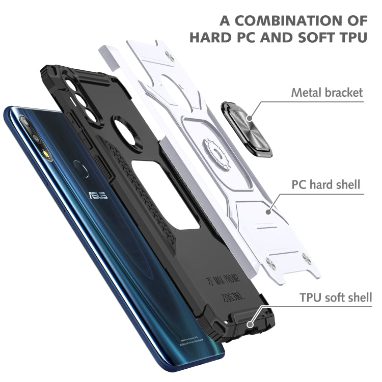 For Asus Zenfone Max Pro (M2) ZB631KL Magnetic Armor Shockproof TPU + PC Case with Metal Ring Holder
