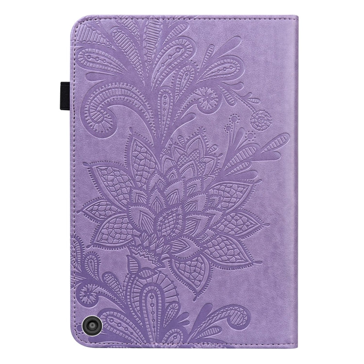 Lace Flower Embossing Pattern Horizontal Flip Leather Case with Holder & Card Slots & Wallet & Photo Frame & Sleep / Wake-up Function For Amazon Kindle Fire HD 8 2020 / HD 8 Plus 2020