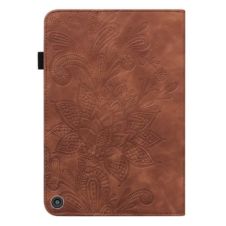 Lace Flower Embossing Pattern Horizontal Flip Leather Case with Holder & Card Slots & Wallet & Photo Frame & Sleep / Wake-up Function For Amazon Kindle Fire HD 8 2020 / HD 8 Plus 2020