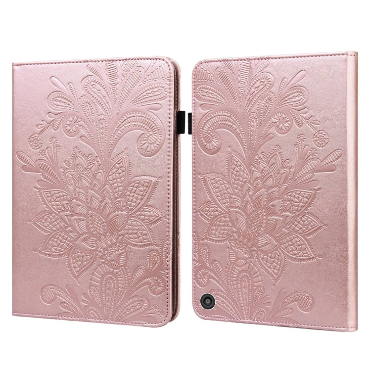 Lace Flower Embossing Pattern Horizontal Flip Leather Case with Holder & Card Slots & Wallet & Photo Frame & Sleep / Wake-up Function For Amazon Kindle Fire HD 8 2020 / HD 8 Plus 2020