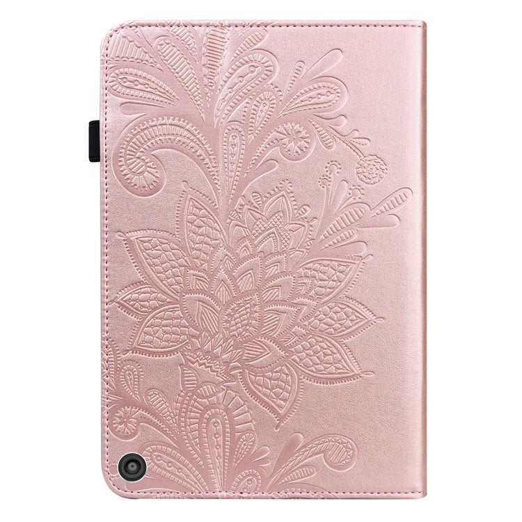 Lace Flower Embossing Pattern Horizontal Flip Leather Case with Holder & Card Slots & Wallet & Photo Frame & Sleep / Wake-up Function For Amazon Kindle Fire HD 8 2020 / HD 8 Plus 2020