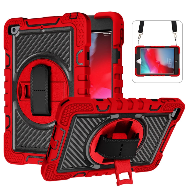 360 Degree Rotation Contrast Color Shockproof Silicone + PC Case with Holder & Hand Grip Strap & Shoulder Strap For iPad mini (2019) / 4