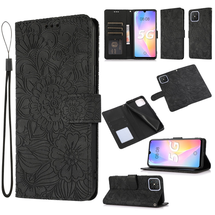 For Huawei nova 8 SE Skin Feel Embossed Sunflower Horizontal Flip Leather Case with Holder & Card Slots & Wallet & Lanyard