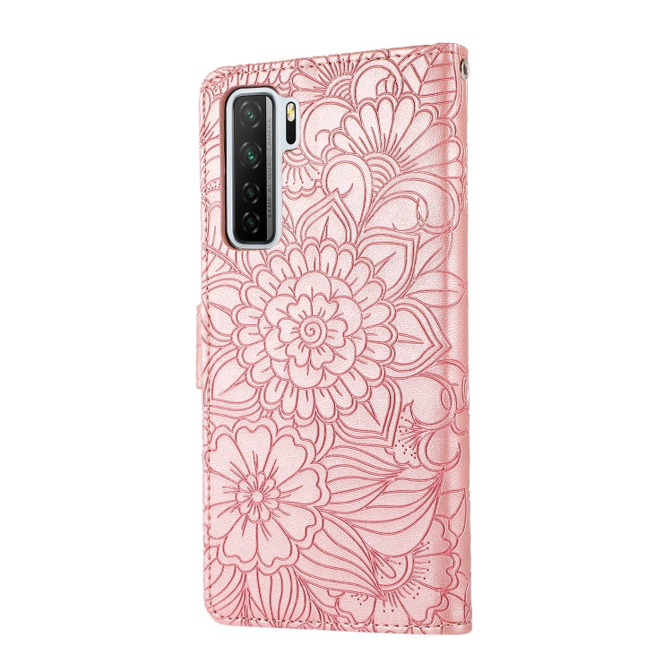 For Huawei nova 7 SE Skin Feel Embossed Sunflower Horizontal Flip Leather Case with Holder & Card Slots & Wallet & Lanyard
