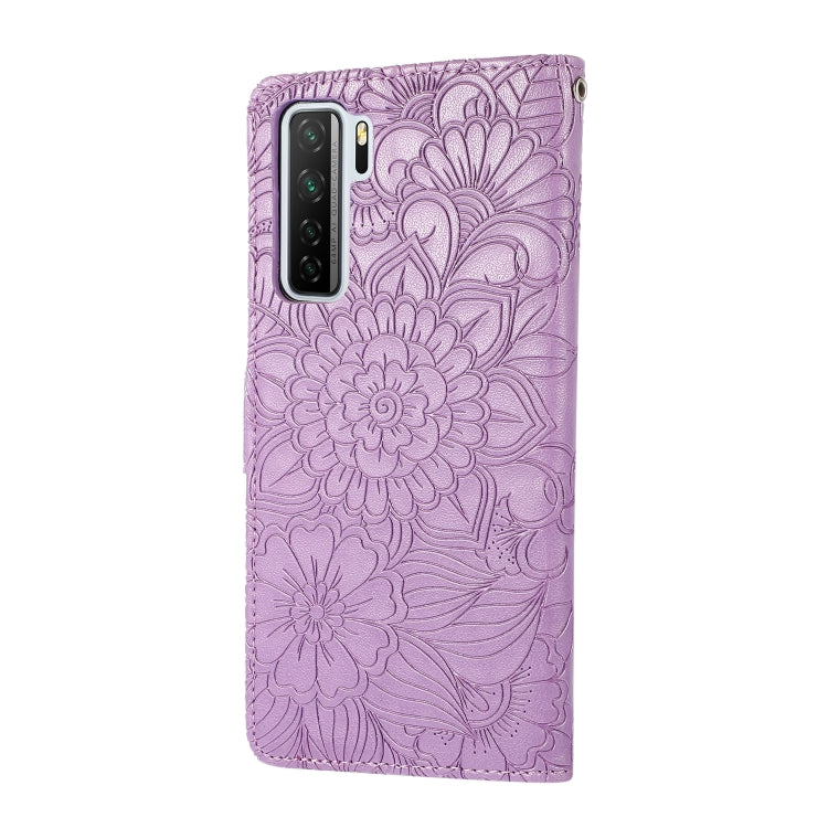 For Huawei nova 7 SE Skin Feel Embossed Sunflower Horizontal Flip Leather Case with Holder & Card Slots & Wallet & Lanyard