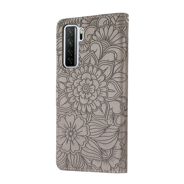 For Huawei nova 7 SE Skin Feel Embossed Sunflower Horizontal Flip Leather Case with Holder & Card Slots & Wallet & Lanyard