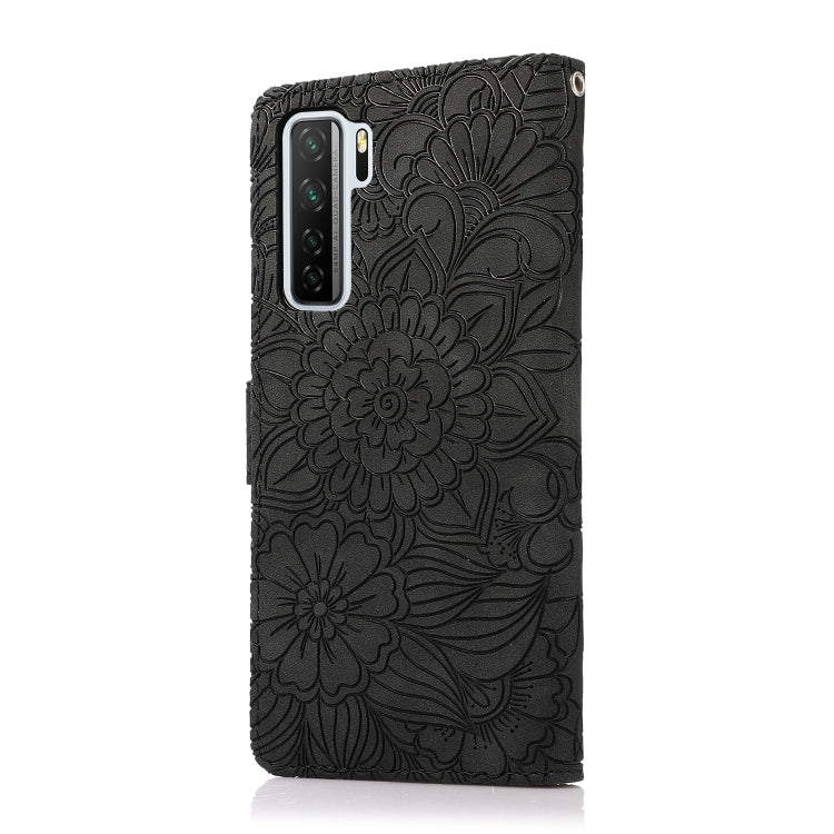 For Huawei nova 7 SE Skin Feel Embossed Sunflower Horizontal Flip Leather Case with Holder & Card Slots & Wallet & Lanyard