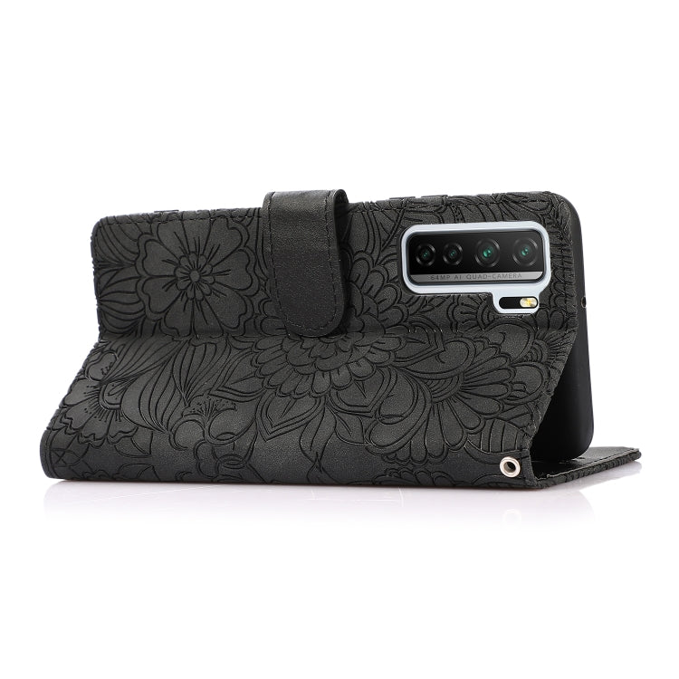 For Huawei nova 7 SE Skin Feel Embossed Sunflower Horizontal Flip Leather Case with Holder & Card Slots & Wallet & Lanyard