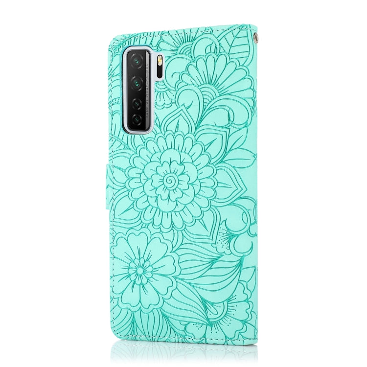 For Huawei nova 7 SE Skin Feel Embossed Sunflower Horizontal Flip Leather Case with Holder & Card Slots & Wallet & Lanyard