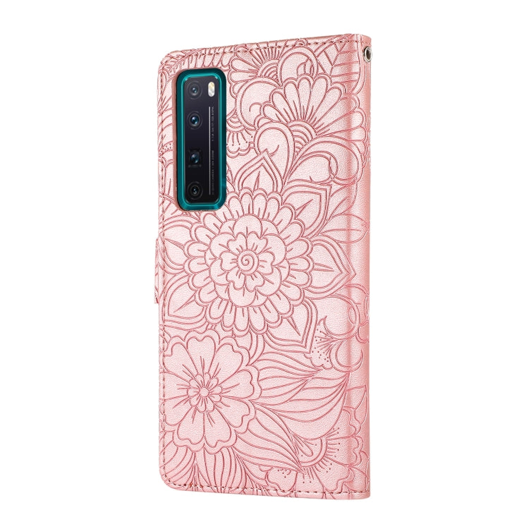 For Huawei nova 7 Pro 5G Skin Feel Embossed Sunflower Horizontal Flip Leather Case with Holder & Card Slots & Wallet & Lanyard
