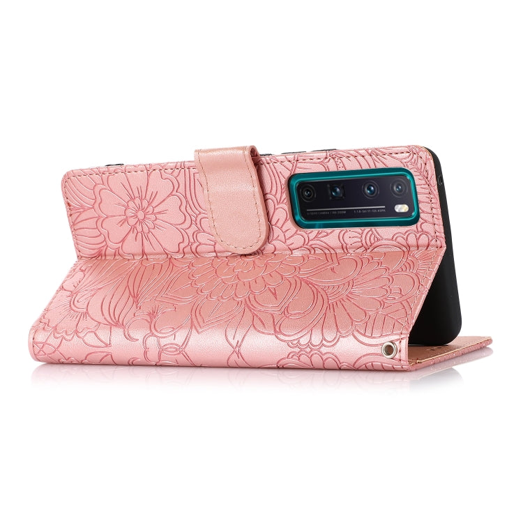 For Huawei nova 7 Pro 5G Skin Feel Embossed Sunflower Horizontal Flip Leather Case with Holder & Card Slots & Wallet & Lanyard