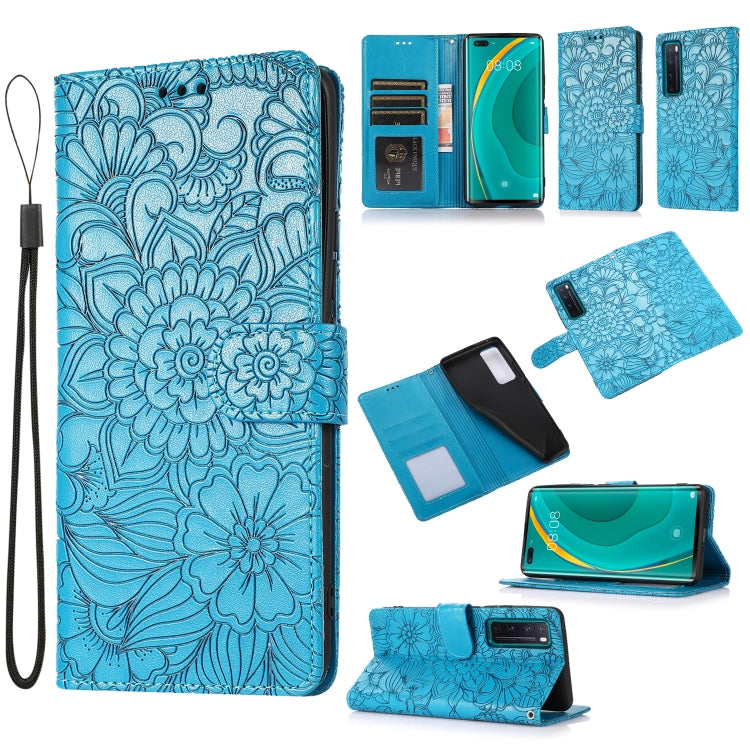 For Huawei nova 7 Pro 5G Skin Feel Embossed Sunflower Horizontal Flip Leather Case with Holder & Card Slots & Wallet & Lanyard