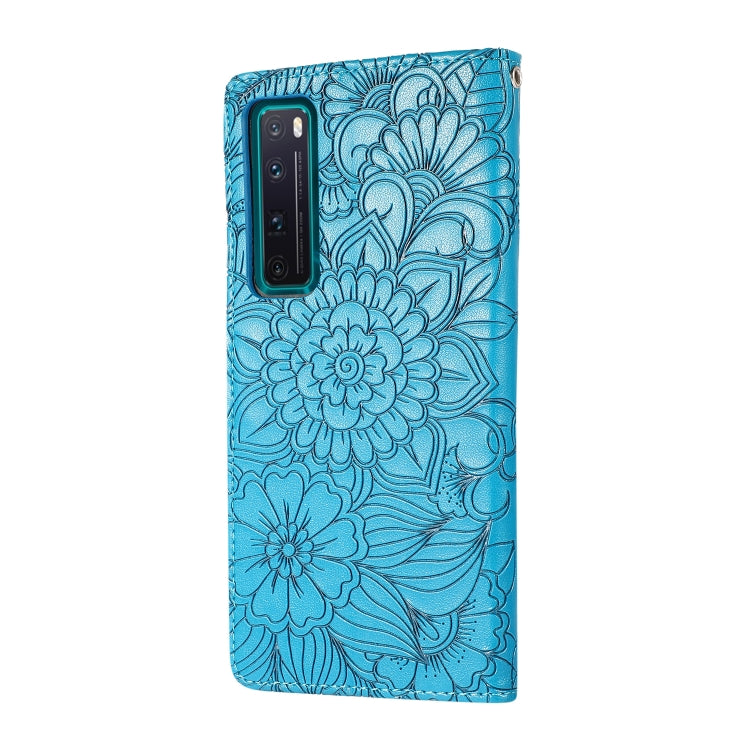 For Huawei nova 7 Pro 5G Skin Feel Embossed Sunflower Horizontal Flip Leather Case with Holder & Card Slots & Wallet & Lanyard