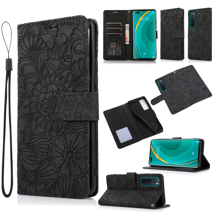 For Huawei nova 7 Pro 5G Skin Feel Embossed Sunflower Horizontal Flip Leather Case with Holder & Card Slots & Wallet & Lanyard