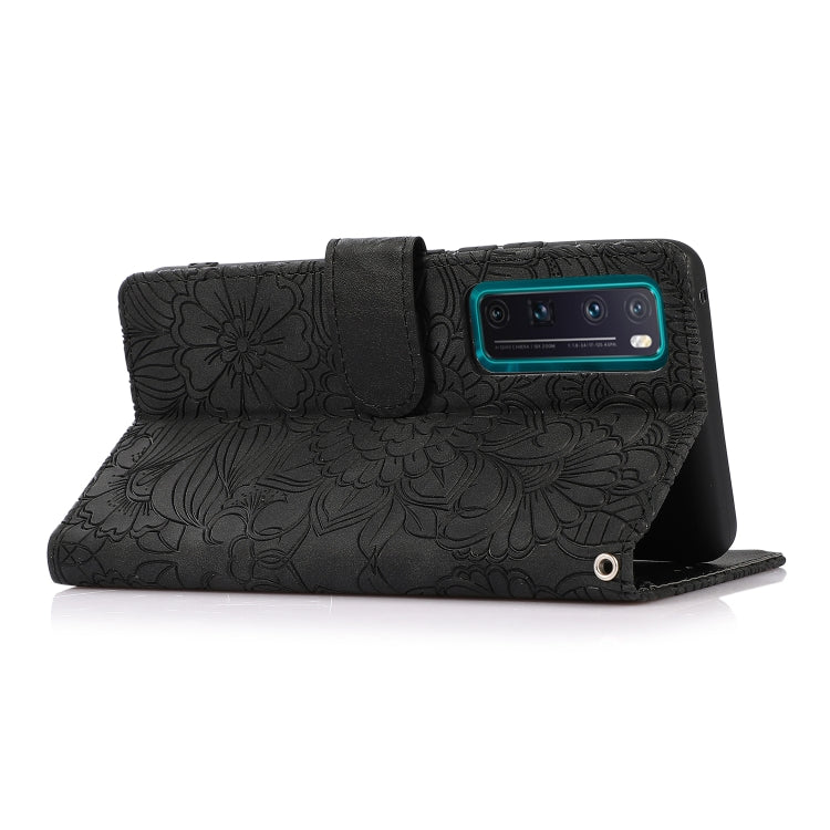 For Huawei nova 7 Pro 5G Skin Feel Embossed Sunflower Horizontal Flip Leather Case with Holder & Card Slots & Wallet & Lanyard