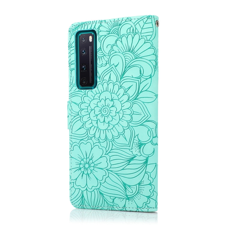 For Huawei nova 7 Pro 5G Skin Feel Embossed Sunflower Horizontal Flip Leather Case with Holder & Card Slots & Wallet & Lanyard