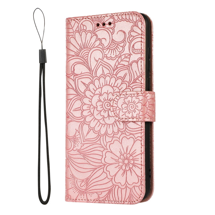 For Huawei Y6p Skin Feel Embossed Sunflower Horizontal Flip Leather Case with Holder & Card Slots & Wallet & Lanyard