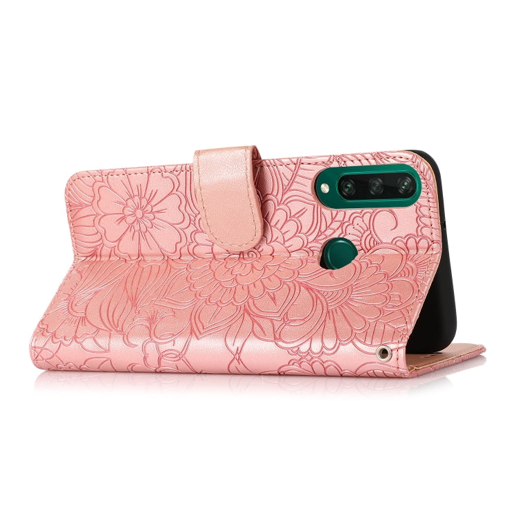 For Huawei Y6p Skin Feel Embossed Sunflower Horizontal Flip Leather Case with Holder & Card Slots & Wallet & Lanyard